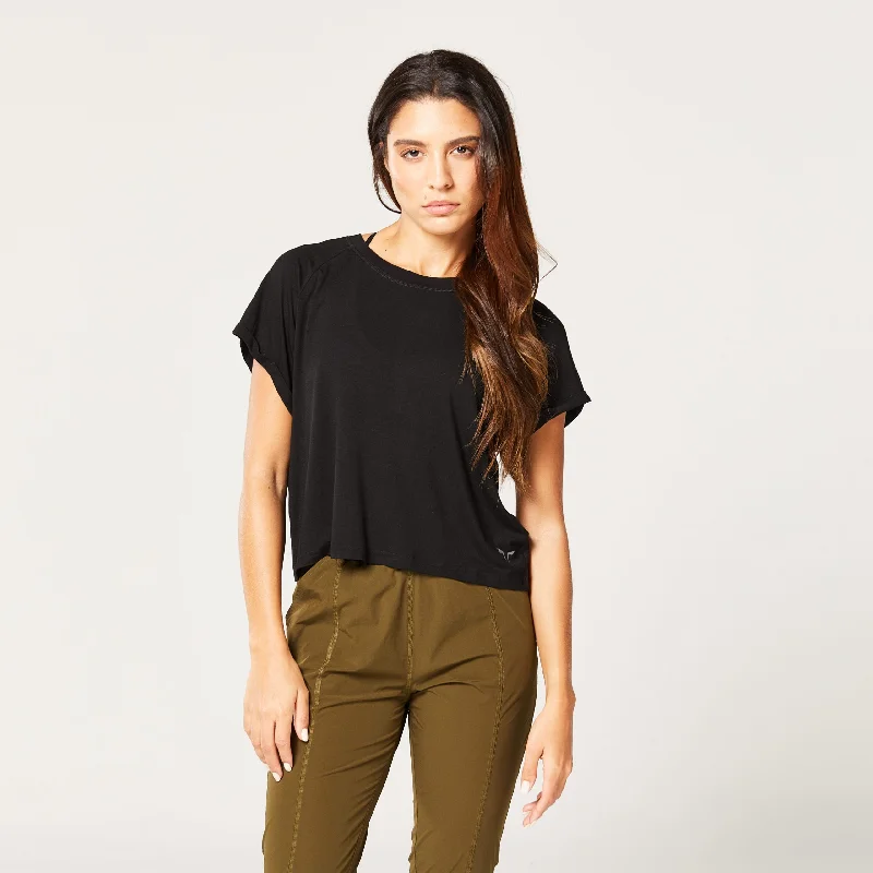 Stylish Yoga Tops for Studio and Gym -Code Relaxed Fit Tee - Black