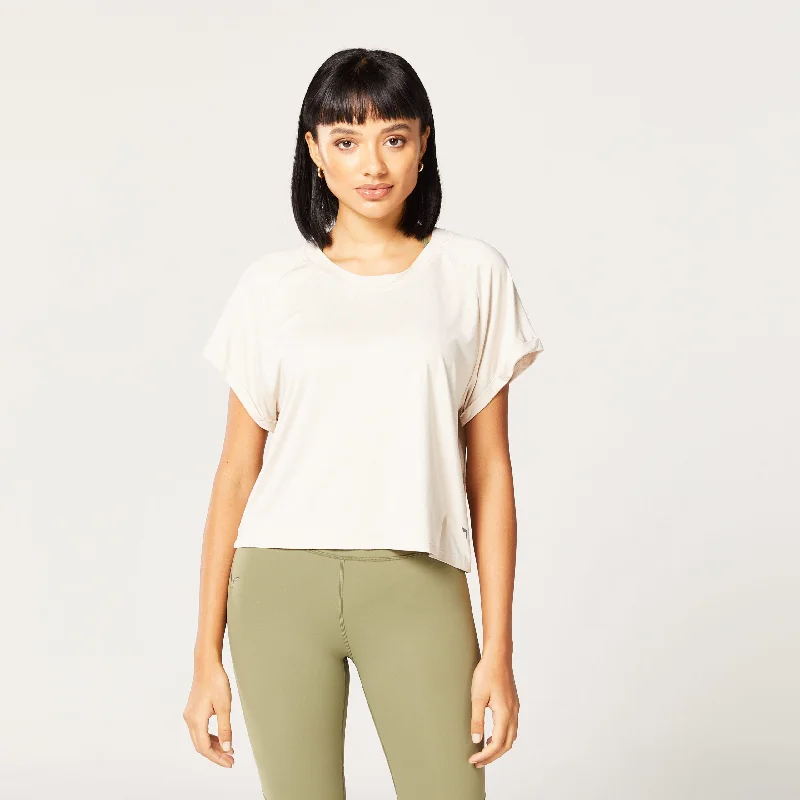 Comfortable Yoga Tops for Summer -Code Relaxed Fit Tee - Light Cobblestone