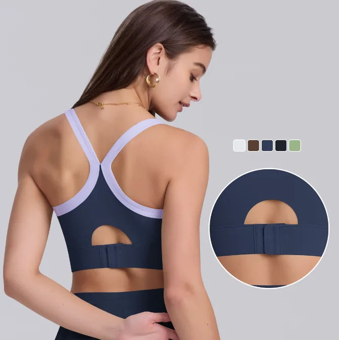 Stylish Yoga Tops for Flexibility and Comfort -Color-matching breasted tight push-up unrestrained sports bra