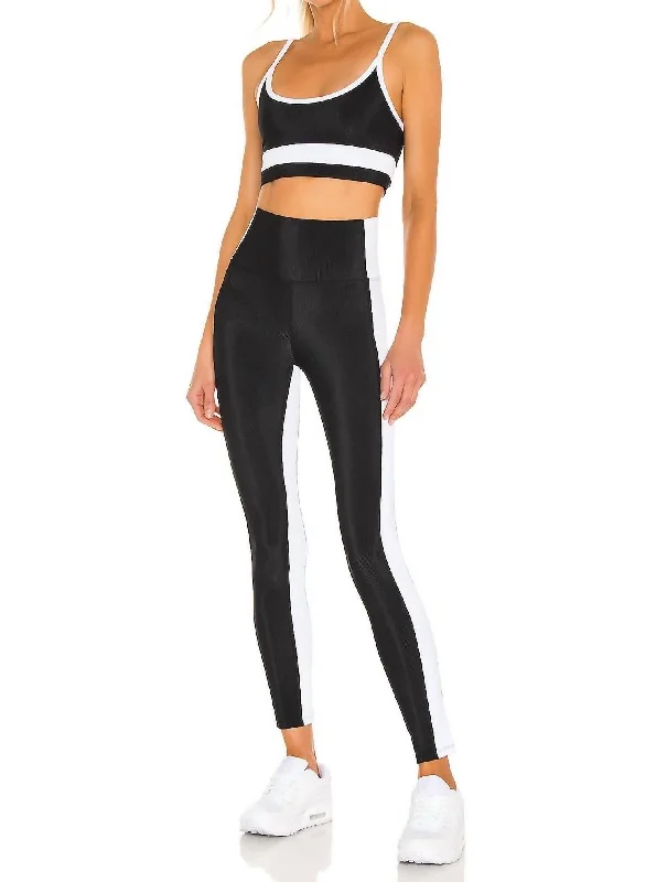 Premium Yoga Shorts for Comfort -Colorblock Leggings In Black/white
