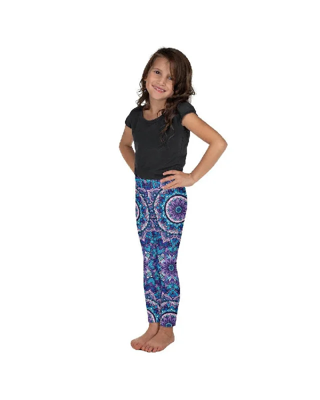 Yoga Pants for Increased Flexibility -Colorful Blue Mandala Kid's Leggings