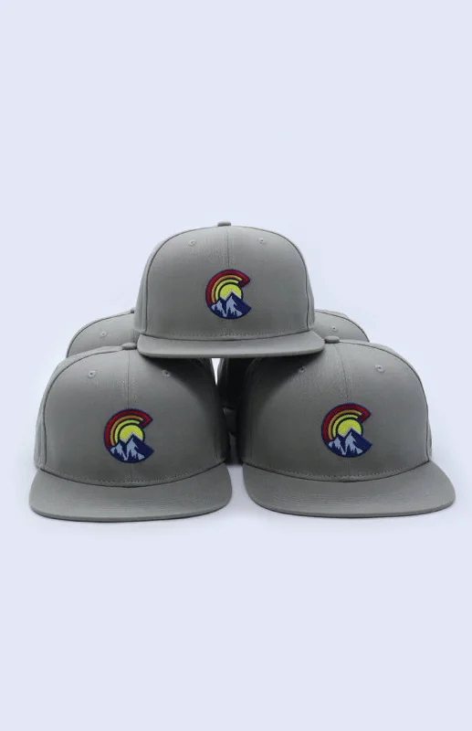 Yoga Pants for Tummy Control -Colorful C Mountain Hat Light Grey Colorway