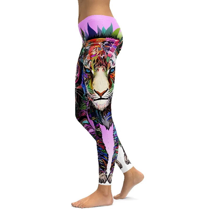 Yoga Pants for Strength Building -Colorful Full Lion Leggings