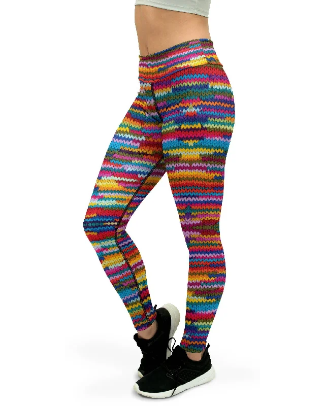 Soft, Stretchable Yoga Pants for Better Poses -Colorful Knitted Pattern Yoga Pants
