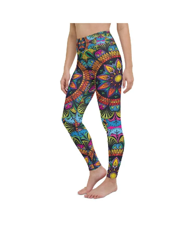 Yoga Pants for Increased Flexibility -Colorful Mandala Yoga Pants