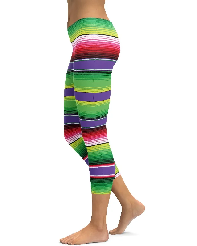 Women's Yoga Pants for Full Range of Motion -Colorful Mexican Serape Capris