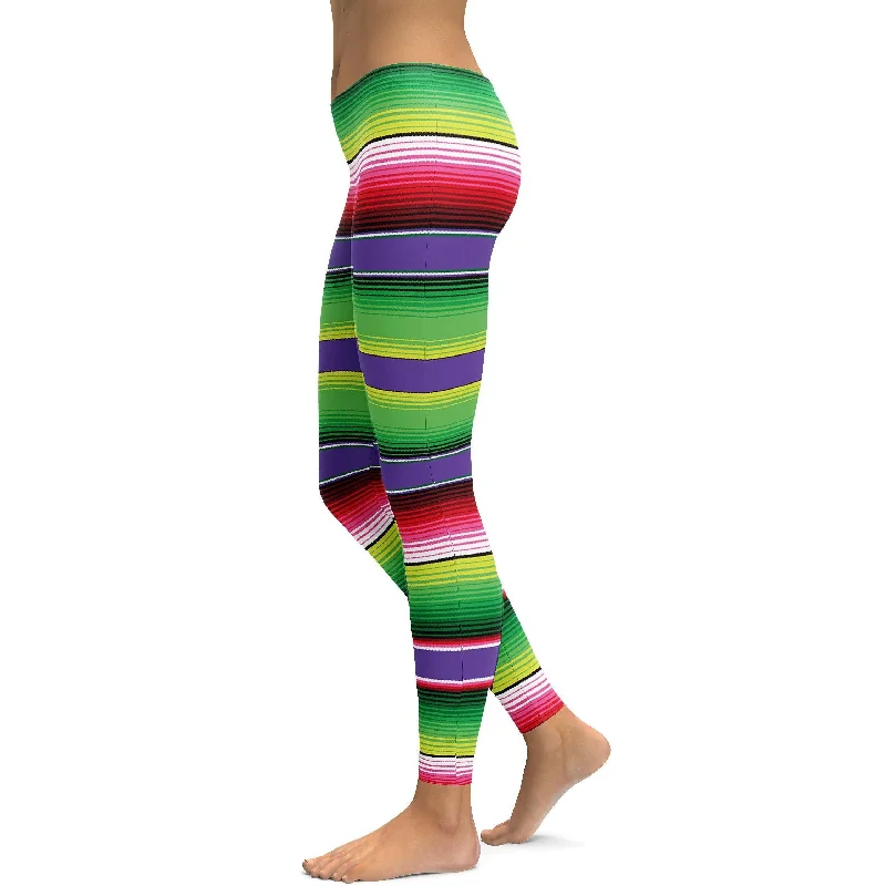 Yoga Pants for Comfort and Support -Colorful Mexican Serape Leggings