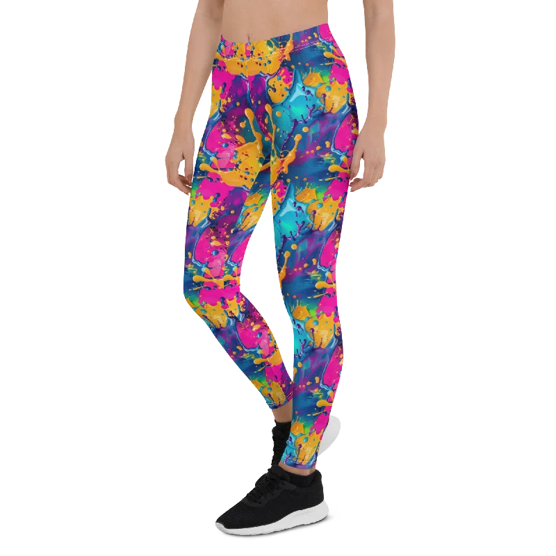 All-Day Wear Yoga Pants -Colorful Paint Splash Leggings