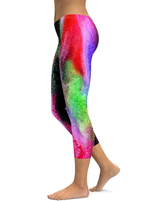 Soft Yoga Pants for Every Day -Colorful Powder Explosion Capris
