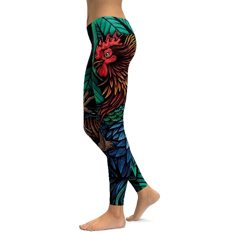 Soft Yoga Pants for Everyday -Colorful Rooster Leggings