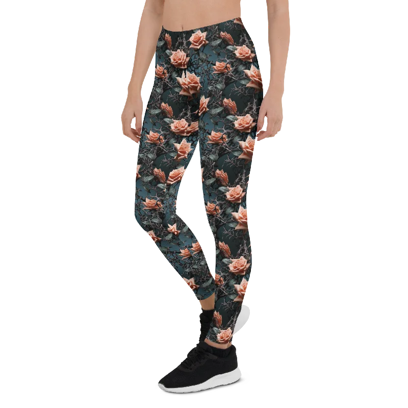 Ultra Comfortable Yoga Pants -Colorful Roses and Thorns Leggings