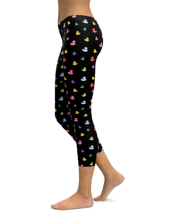 Best Yoga Pants for Deep Poses -Colorful Rubber Ducks Capris
