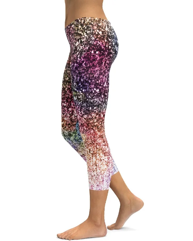 Supportive Yoga Pants for Active Lifestyles -Colorful Sparkles Capris