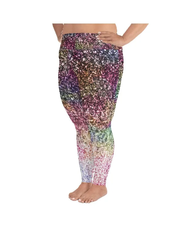Yoga Pants for Daily Movement -Colorful Sparkles Plus Size Leggings