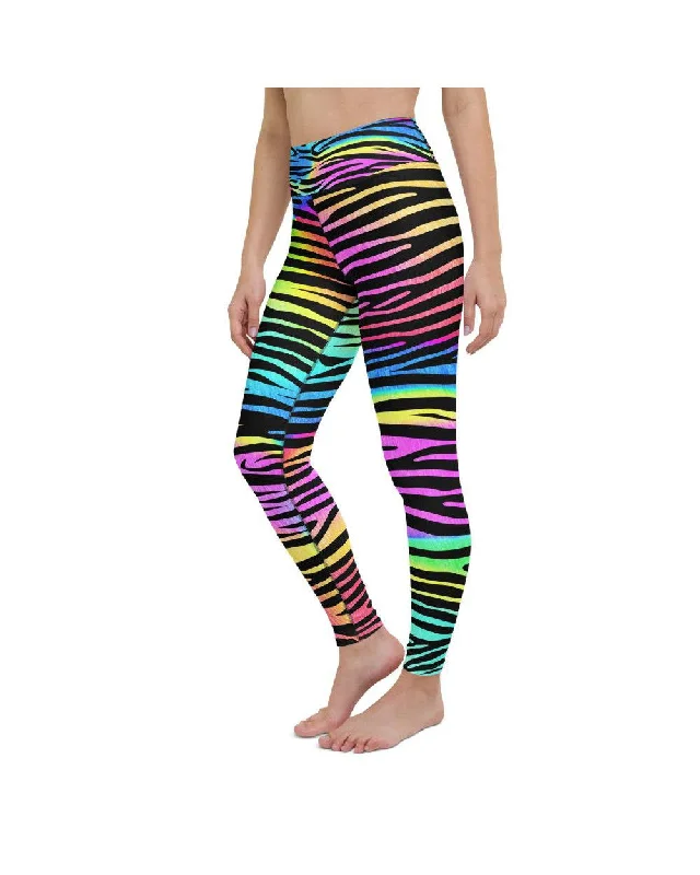 Stylish Yoga Pants for Flexibility -Colorful Zebra Striped Yoga Pants