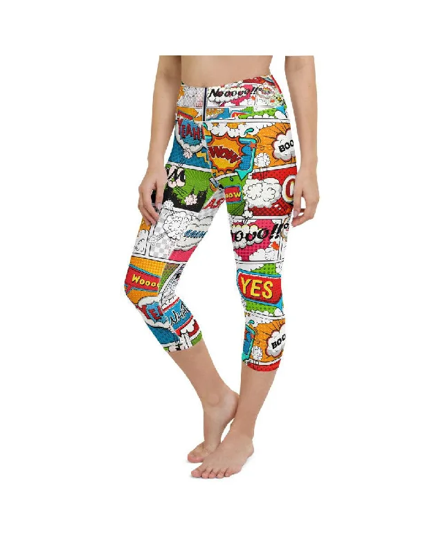 Yoga Pants for Recovery -Comic Book Super Hero Yoga Capris