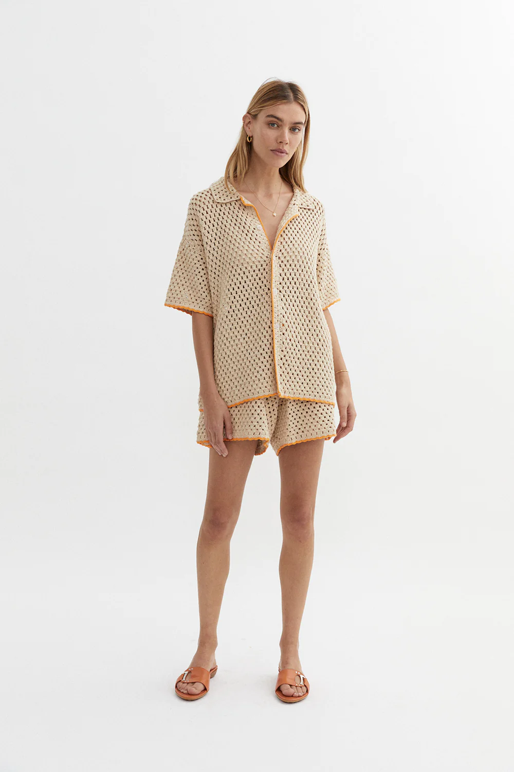Yoga Shorts for Hot Yoga and Stretching -Connie Knit Shorts in Sand