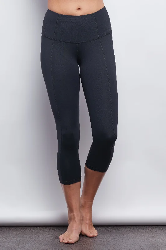 Yoga Pants for Stretch and Power -Black Contour Crop Legging