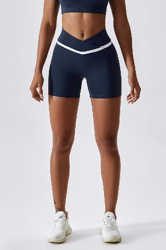 Yoga Shorts for Flexibility and Movement -Contrast Trim V-Waist Gym Shorts
