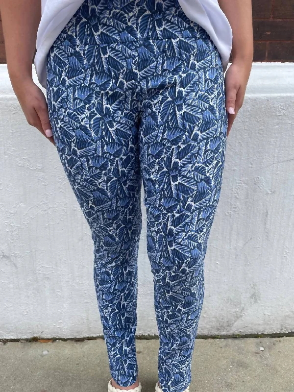 Yoga Shorts for Strengthening and Flexibility -Control Stretch Patterned Pants In Blue