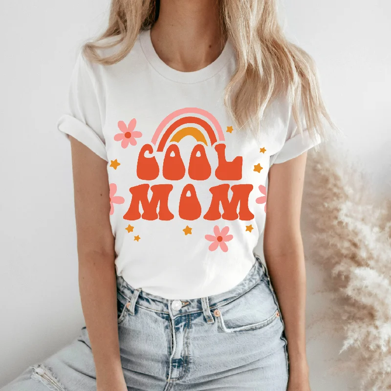 Yoga Tops for Women -Cool Mom Rainbow • White Tee