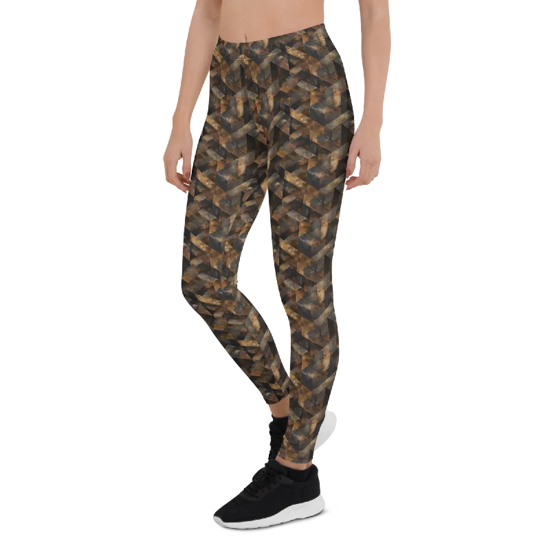 Yoga Pants for Intense Movement -Copper Tetris Leggings