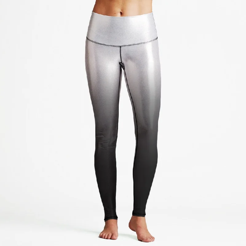 Yoga Pants for Recovery -Silver / Black Foil High Waist Womens Yoga Leggings