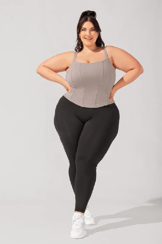 Yoga Tops for Long Poses and Relaxation -Corset Cami - Smoky Taupe