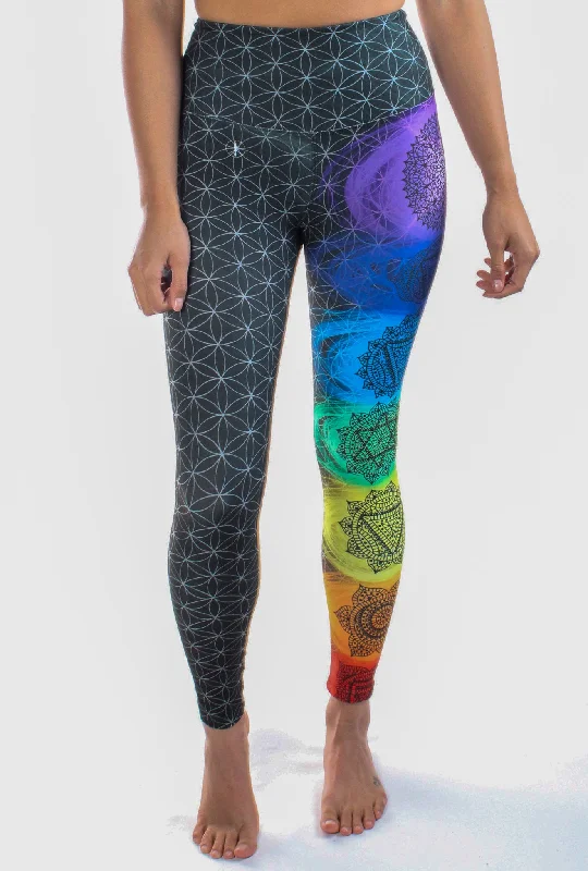 Yoga Pants for Mobility -Chakra Legging With Sacred Geometry (Flower of Life)