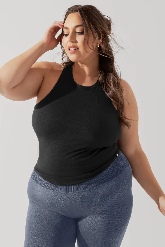 Yoga Tops for Hot Yoga and Intense Practice -Not Your Typical Tank (Built-in Bra) - Black Yoga Tops for Hot Yoga and Intense Practice -Not Your Typical Tank (Built-in Bra) - Black