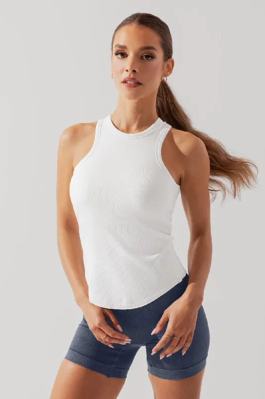 Seamless Yoga Tops for Comfort and Fit -Not Your Typical Tank (Built-in Bra) - White