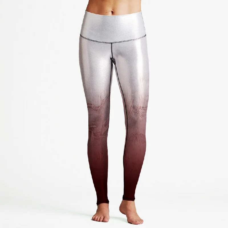 Affordable Yoga Pants -Shade Red Foil High Waist Womens Yoga Leggings
