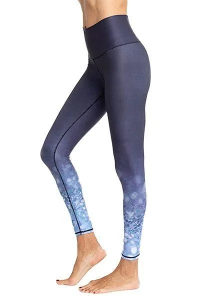 Yoga Pants with Shaping Waistband -Cora Full Legging, Blue Light  (Sol and Mane)