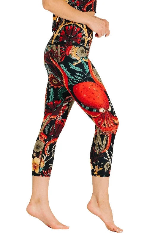 Quick Dry Yoga Pants -Coral My Name Printed Yoga Crops by Yoga Democracy