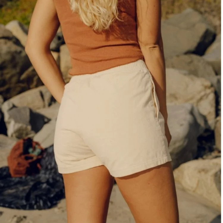 Yoga Shorts for Stretch and Support -Corduroy Baja Shorts - Fog