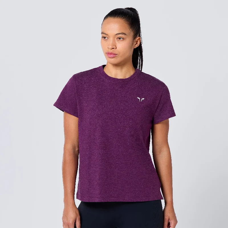 Breathable Yoga Tops for Hot Yoga Classes -Core Crew Tee - Pickled Beet Marl