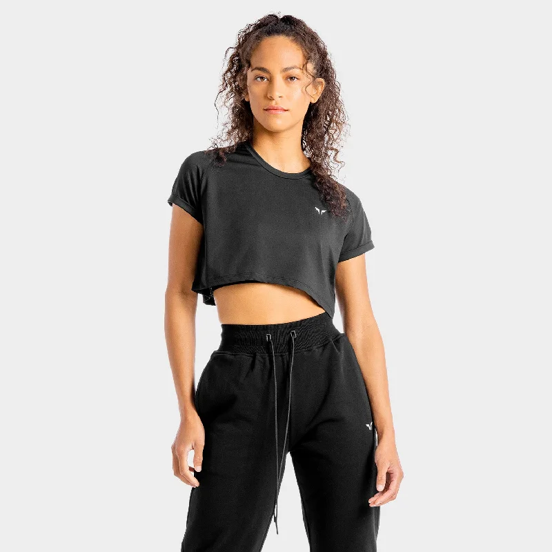 Yoga Tops for Body Movement -Core Crop Tee - Onyx