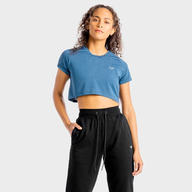 Women's Yoga Tops with High Stretch -Core Crop Tee - Slate