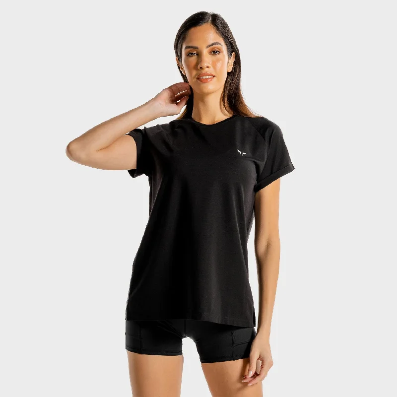 Stylish Yoga Tops for Yoga Classes -Core Loose Fit Tee - Onyx