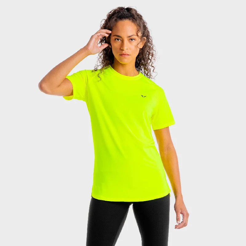 Yoga Tops for Running and Fitness -Core Mesh Tee - Neon