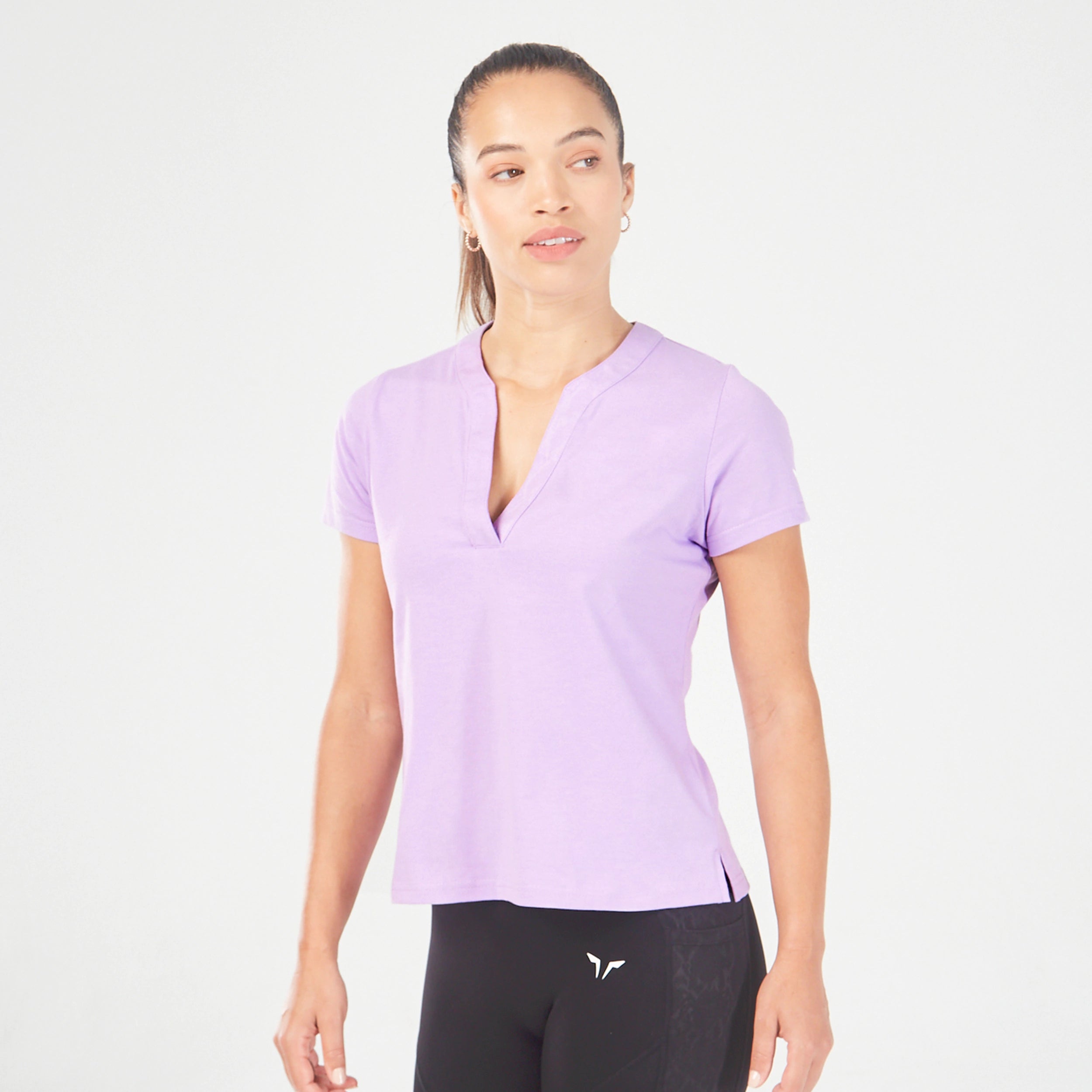 Yoga Tops for Casual Yoga Sessions -Core Notched Tee - Purple Rose Marl
