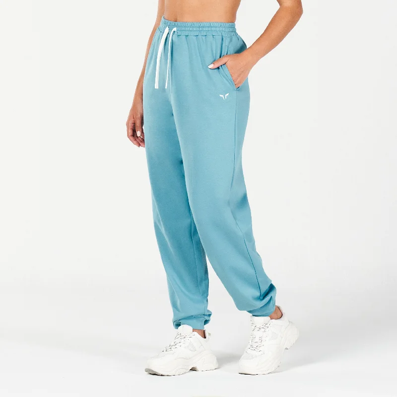 High-Waisted Compression Leggings for Yoga -Core Oversized Sweatpants - Delph Blue