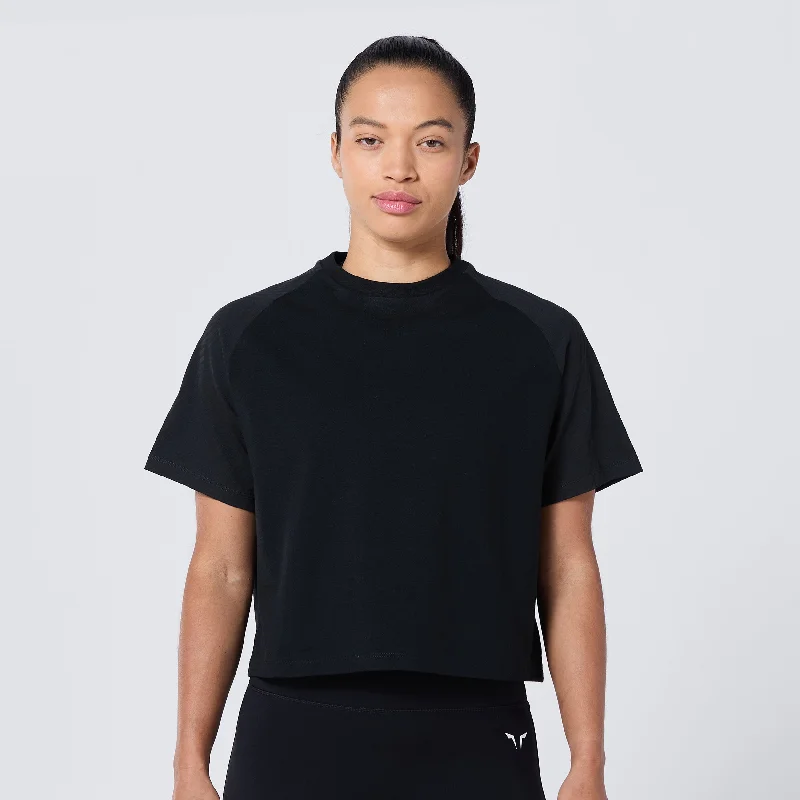 Women's Yoga Tops for Low-Impact Workouts -Core Oversized Tee - Black