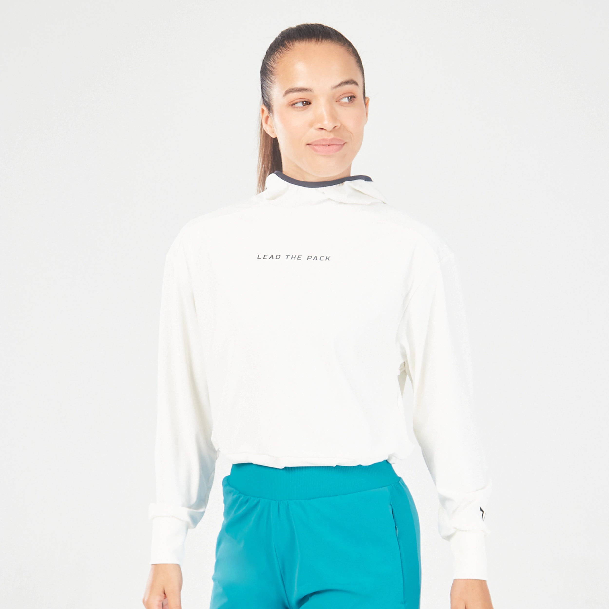 Yoga Tops with Breathable Mesh Details -Core Velocity Hoodie - Pearl White