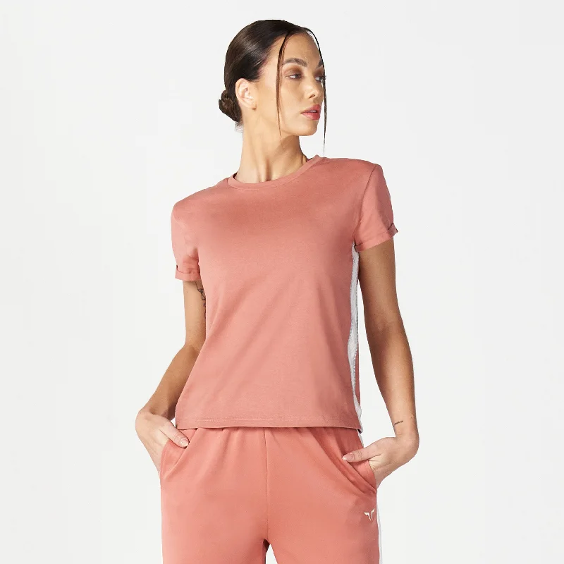 Comfortable and Stylish Yoga Tops -Core Wild Panel Relaxed Tee - Light Mahogany