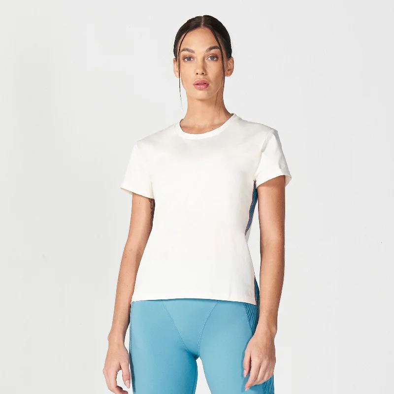Yoga Tops for Supportive Fit and Flexibility -Core Wild Panel Relaxed Tee - Pearl White Yoga Tops for Supportive Fit and Flexibility -Core Wild Panel Relaxed Tee - Pearl White