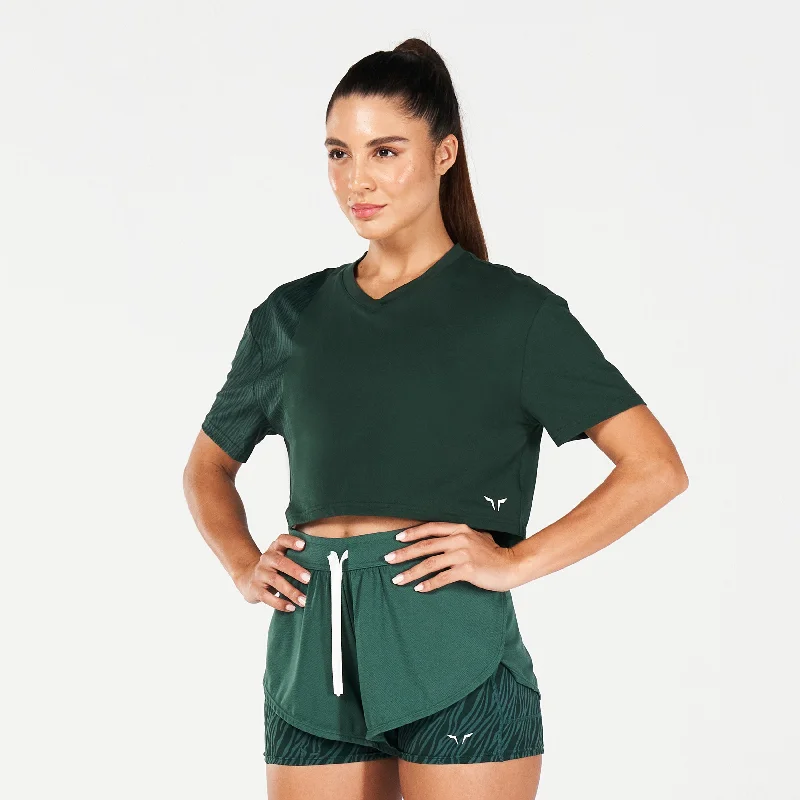 Yoga Tops with Full Support and Comfort -Core Wild Print Boxy Tee - Pine Grove