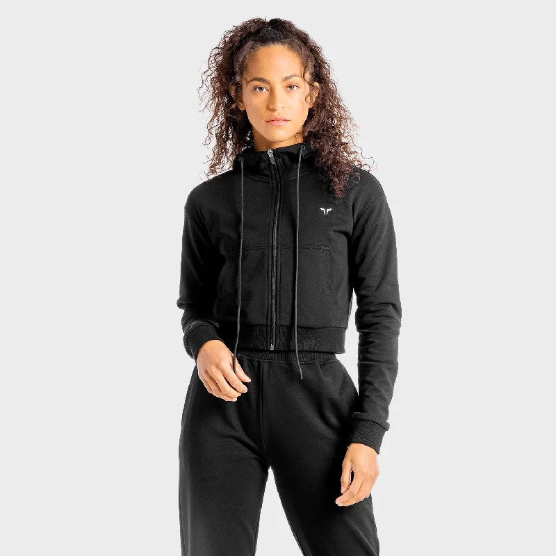 Yoga Tops with Relaxed Fit for Poses -Core Zip Up - Onyx