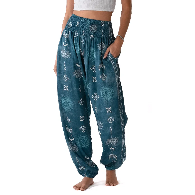 Yoga Pants for Better Range of Motion -Cosmic Teal Harem Pants