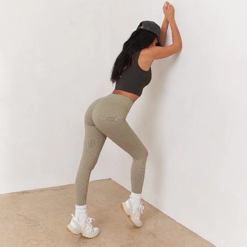 Premium Yoga Pants for Better Stretch -Cosy Ribbed Leggings - Dune